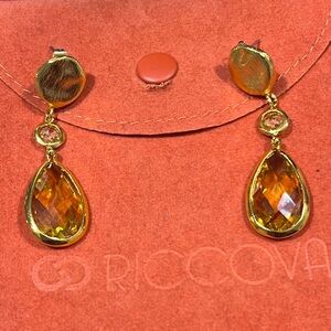 🟠RICCOVA NWOT AUTH VINTAGE 14K GOLDPLATED ARCTIC MISTIC GOLD NUGGET EARRINGS